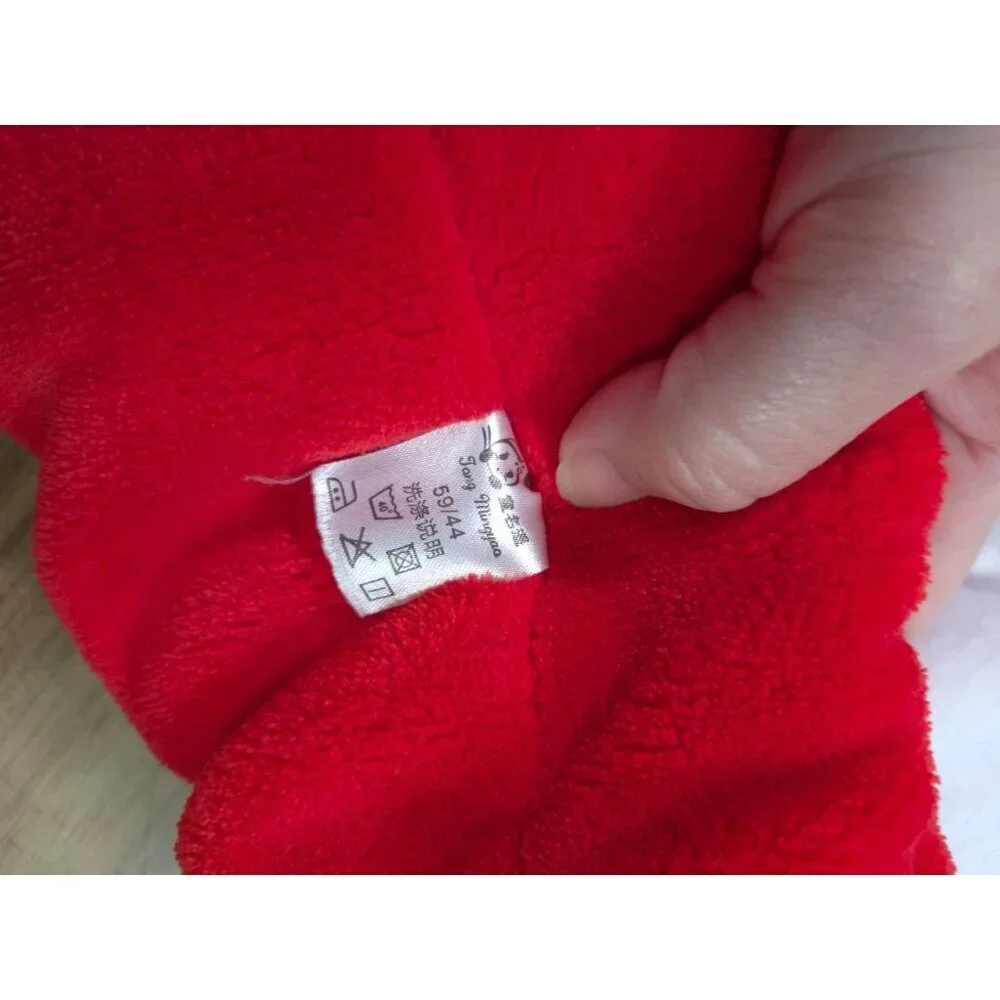 Baby Red Bear Hooded Fleece Snowsuit Jumpsuit One Piece Outfit 6-12 Months.